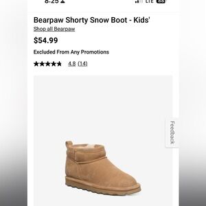 Bearpaw Shorty Boots- Kids 5/Womens 7